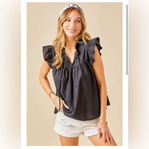 Black Blouse Flair Sleeves